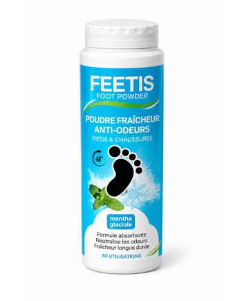 Feetis menthe glaciale poudre fraîcheur pieds et chaussures absorbe l'humidité, enlève les mauvaises odeurs